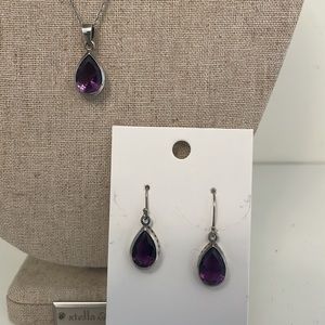 3 Piece Silver/Amethyst Necklace/Earrings